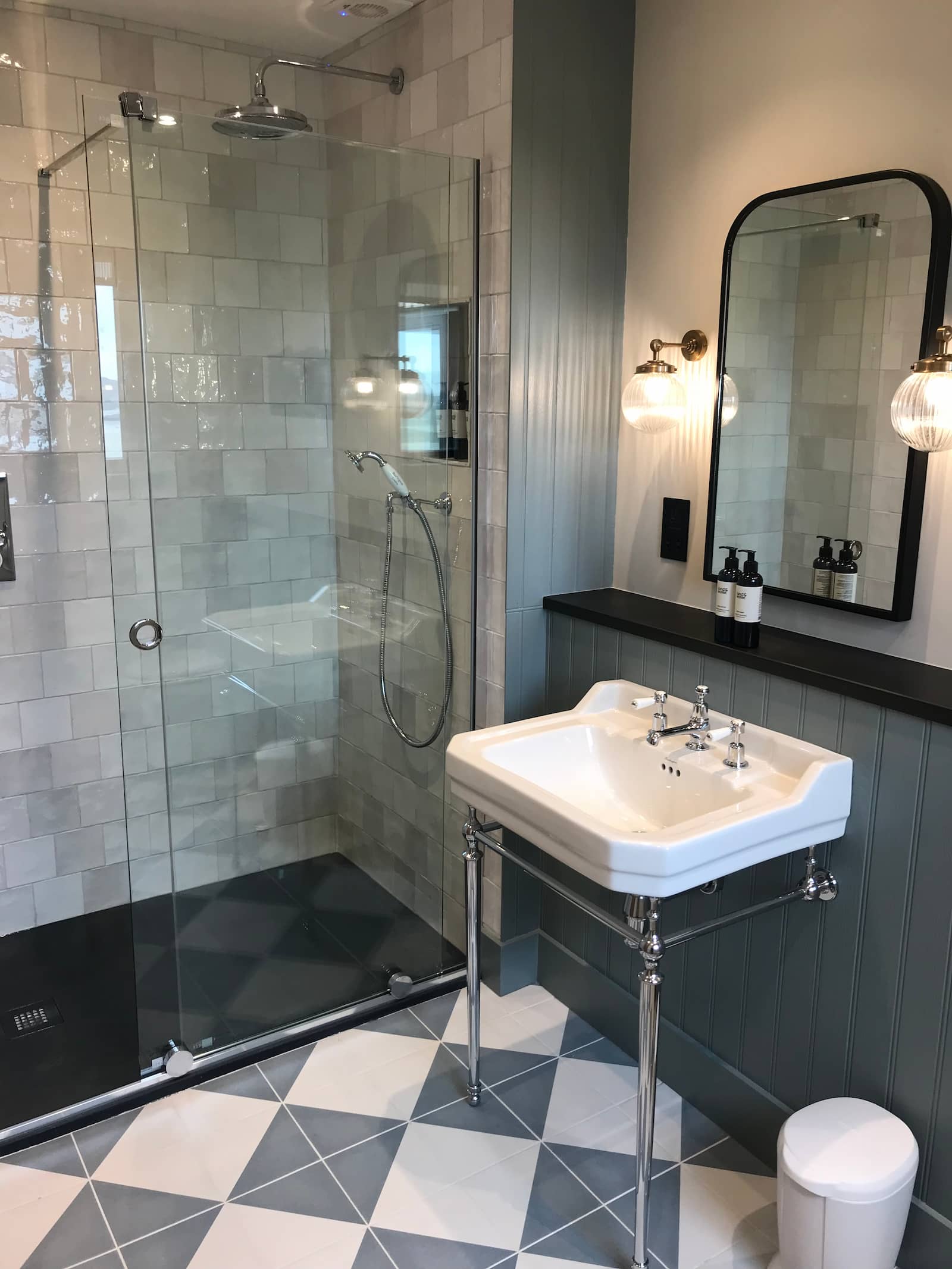 Private bathroom with beautiful tile work