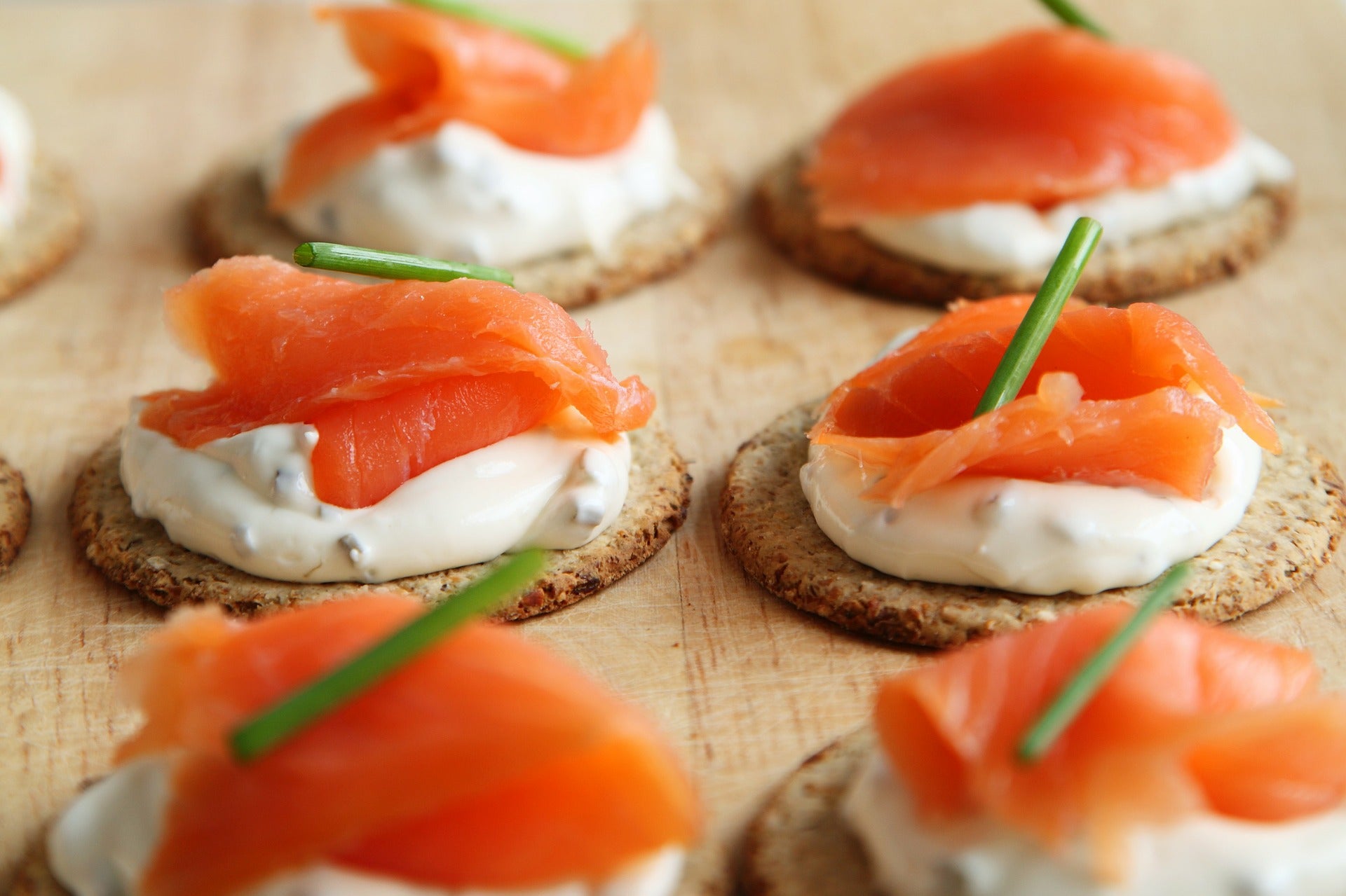 Scottish smoked salmon and cream cheese canapés